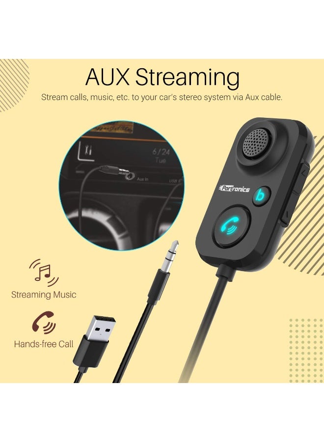 Portronics AUTO 12 in-Car Bluetooth Receiver for Handsfree Calling, Music System, Supports All Smartphones (Black) - Image 2